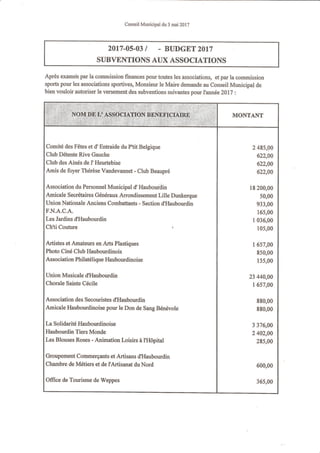 Haubourdin : liste des subventions et tarifs municipaux
