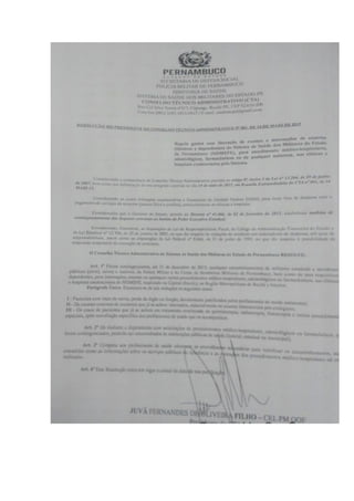 Resolução do Conselho Técnico Administrativo- SISMEPE/ SUSPENSÃO DE SERVIÇOS DE CLÍNICAS CONVENIADAS
