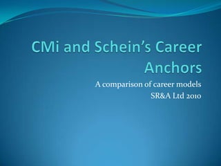 CMi and Schein’s Career Anchors A comparison of career models SR&A Ltd 2010 
