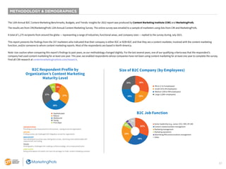 37
METHODOLOGY & DEMOGRAPHICS
The 12th Annual B2C Content Marketing Benchmarks, Budgets, and Trends: Insights for 2022 rep...