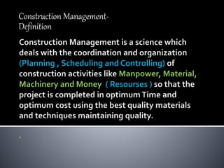 Construction Management Introduction ppt | PPTX