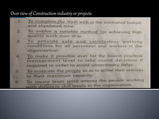 Over view of Construction industry or projects
 