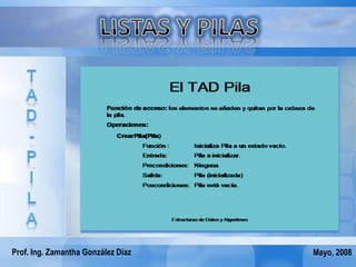 Prof. Ing. Zamantha González Díaz   Mayo, 2008
 