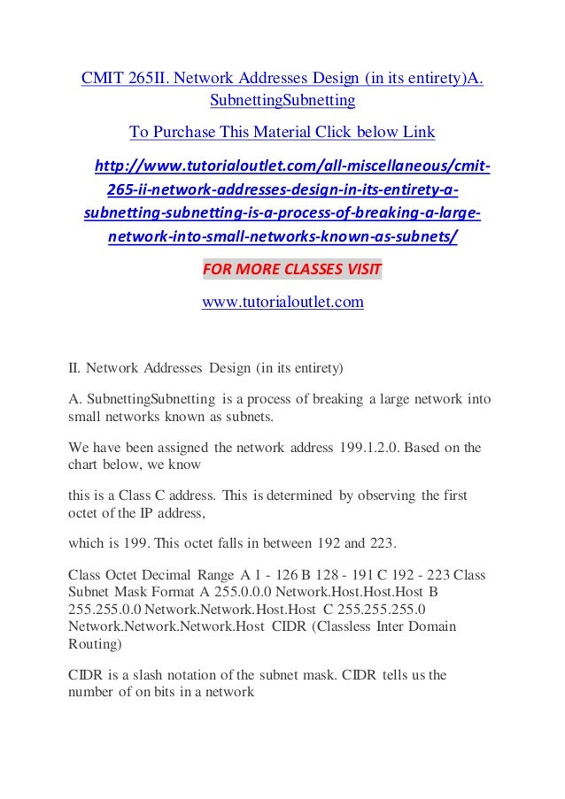 Ip Address Class Chart