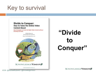 Key to survival
“Divide
to
Conquer”
#CMI @MichaelKolowich @KnowledgeVision
 