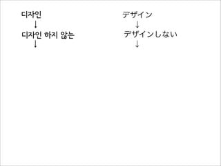 デザイン
↓
デザインしない
↓
↓
↓
디자인
↓
디자인 하지 않는
↓
 