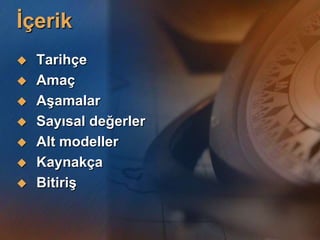 Ġçerik
   Tarihçe
   Amaç
   AĢamalar
   Sayısal değerler
   Alt modeller
   Kaynakça
   BitiriĢ
 