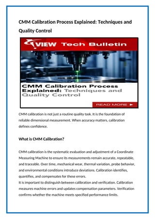 Cmm Testing Process CMM Calibration Process Explained Techniques and Quality Control ...