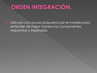  Sólo son una ayuda propuesta por el modelo para
entender de mejor manera los componentes
requeridas y esperadas
 