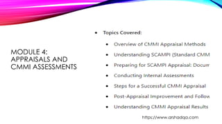 MODULE 4:
APPRAISALS AND
CMMI ASSESSMENTS
https://www.arshadqa.com
 