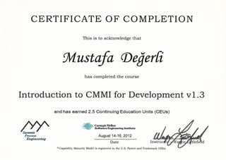 Mustafa Degerli – 2012 – Introduction to CMMI for Development