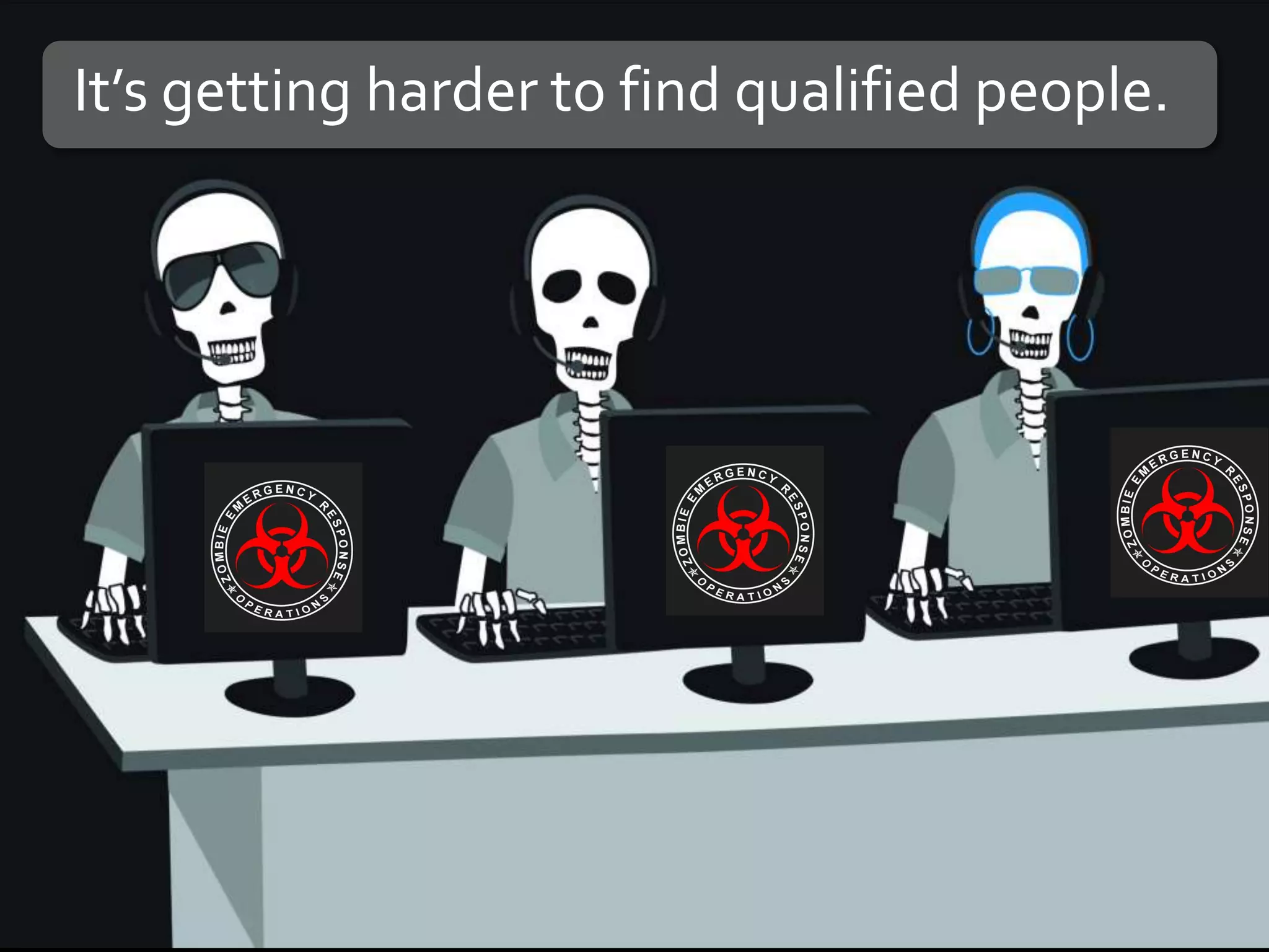 It’s getting harder to find qualified people.
 
