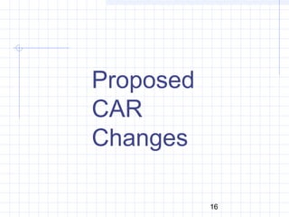 16
Proposed
CAR
Changes
 
