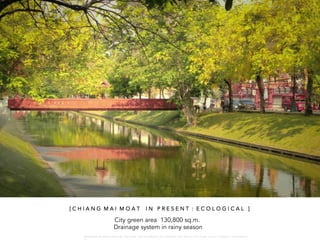 [ C H I A N G M A I M O A T I N P R E S E N T : E C O L O G I C A L ]
City green area 130,800 sq.m.
Drainage system in rainy season
W A R O N G W O N G L A N G K A : 1 6 9 1 0 0 4 D E P A R T M E N T O F L A N D S C A P E A R C H I T E C T U R E , C A U P , T O N G J I U N I V E R S I T
 