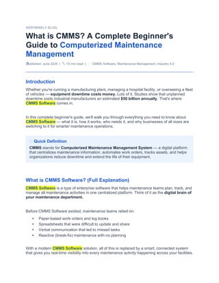 Comprehensive Beginner's Guide to CMMS Software for Maintenance ...