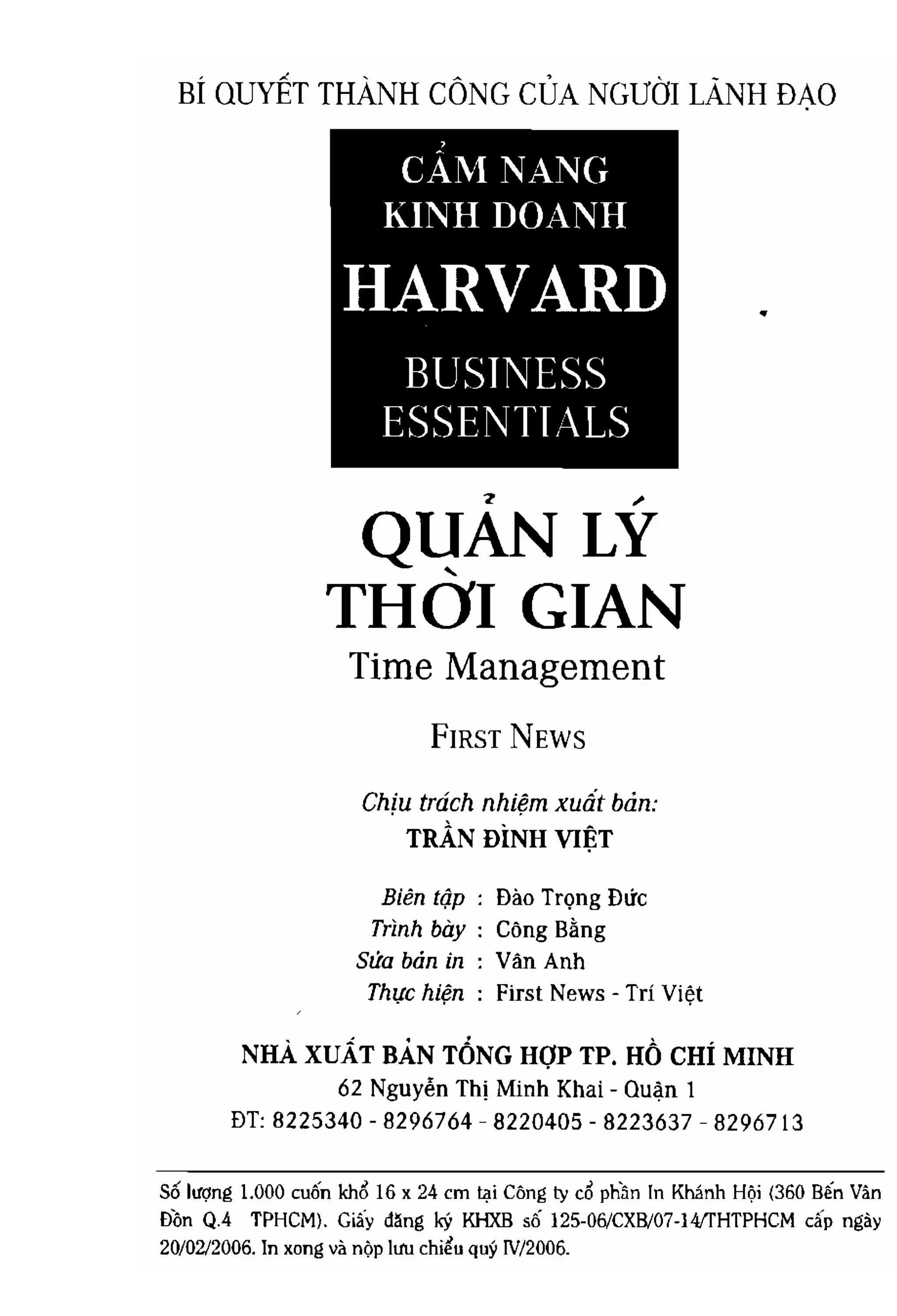 Cẩm nang kinh doanh harvard   quản lý thời gian