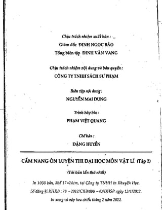 Cẩm nang ôn luyện thi đại học môn vật lý - Nguyễn Anh Vinh
