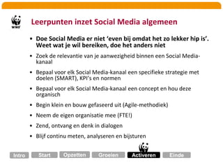 Vervolg Prijswinnaar bekend , workshop fotografie, reportageSocial Media kanalen free publicity , reportage in Zoom-magazineWNF en Zoom.nl uitingen publiceren (online én offline)Ontdubbelen gegevens databases Zoom.nl en WNFFollow-up mail naar deelnemersWNF bij Zoom-Experience (Jaarbeurs Utrecht, 20.000 fotografen)Onderzoek onder Zoomers: verrijking en behoeftepeiling Wedstrijd cover + spread PandaCommunity maakt boek ism Frans Lanting? (tbd)Q3 2010Q4 2010Q1 2011Q2 2011OpzettenGroeienStartActiverenIntroEinde