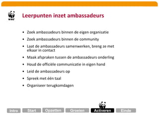 Succespercentage 10%,  gem. kosten per inschrijving 5 euroResultaat kwalitatiefKwaliteit ingestuurd materiaal divers (van kiekjes tot professionele fotografie)Veel nieuwe inzichten oa: Nederlandse natuur = populair onderwerpBeter begrip en notie van doelgroep Goede foto’s die WNF kan gebruiken voor eigen mediaPilot: specifieke fotografen doelgroep getarget via Facebook en Google inhoudIngekochte media geoptimaliseerd naar resultaatResultaat: hoog succespercentage en lage kosten per conversieGroeienStartActiverenOpzettenIntroEinde