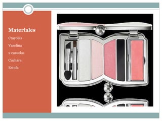 Materiales
Crayolas
Vaselina
2 cazuelas
Cuchara
Estufa
 