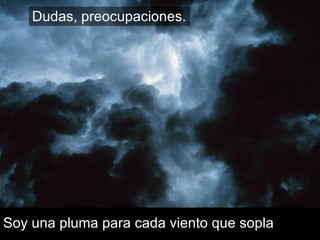 Soy una pluma para cada viento que sopla Dudas, preocupaciones. 
