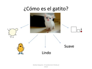 ¿Cómo es el gatito?
Lindo
Suave
Andrea Sequeira - El sonido de la hierba al
crecer