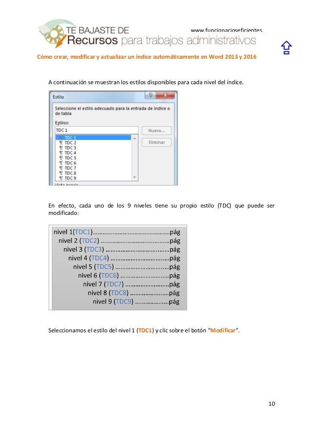Como Hacer Indice En Word 2013 Crear Indices Con Word indice De 