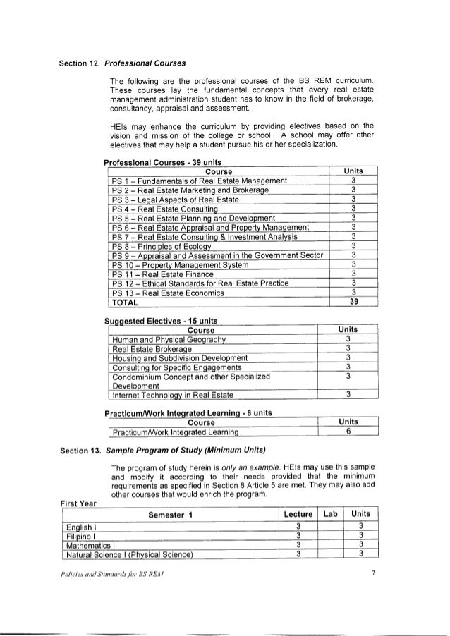 cmo 28 policies standards and guidelines for bachelor of science in bs bachelor of science