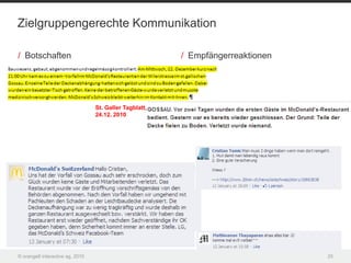 Zielgruppengerechte Kommunikation

/ Botschaften                                           / Empfängerreaktionen




                                 St. Galler Tagblatt,
                                 24.12. 2010




© orange8 interactive ag, 2010                                                  25
 