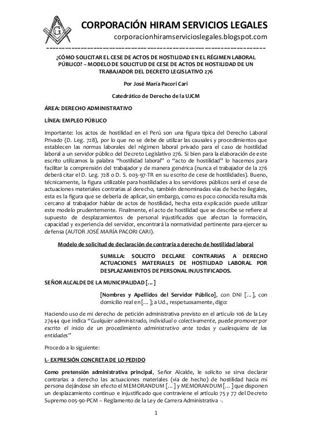 Cómo solicitar el cese de actos de hostilidad en el 