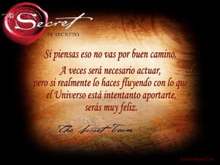 Si piensas eso no vas por buen camino. [email_address] A veces será necesario actuar, pero si realmente lo haces fluyendo con lo que el Universo está intentanto aportarte, serás muy feliz. 