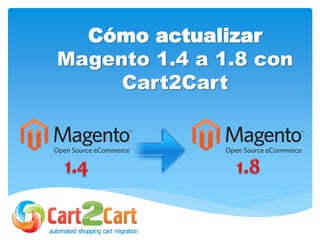 Cómo actualizar
Magento 1.4 a 1.8 con
Cart2Cart
 