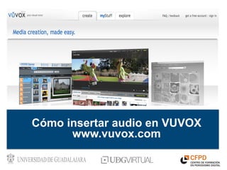 Cómo insertar audio en VUVOX
      www.vuvox.com
 