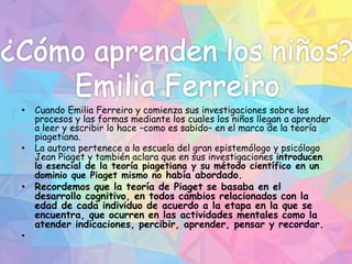 Cómo aprenden niños Emilia Ferreiro