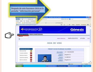 Después de esto hacemos click en la
pestaña ``información personal``
 