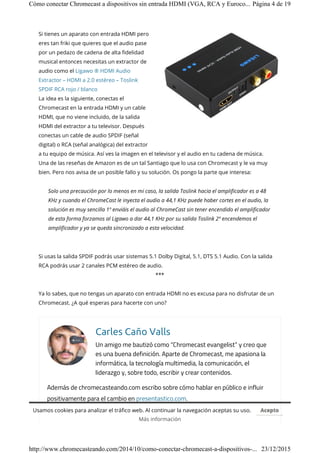 Como conectar chromecast a dispositivos sin entrada hdmi www.chromecasteando PDF