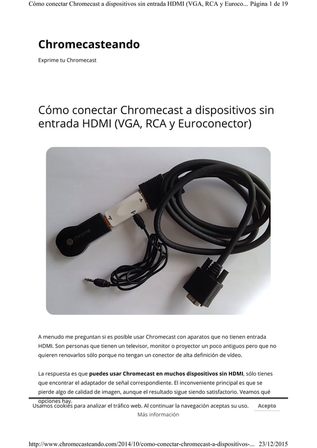 Cómo chromecast a dispositivos sin entrada hdmi www.chromec…