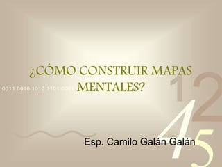 4210011 0010 1010 1101 0001 0100 1011
¿CÓMO CONSTRUIR MAPAS
MENTALES?
Esp. Camilo Galán Galán
 