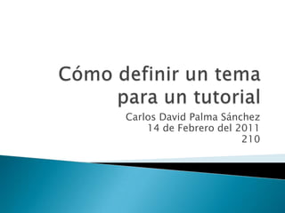 Cómo definir un tema para un tutorial Carlos David Palma Sánchez 14de Febrero del 2011 210 