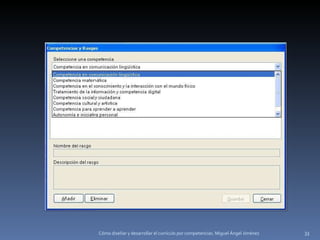 Cómo diseñar y desarrollar el currículo por competencias. Miguel Ángel Jiménez 