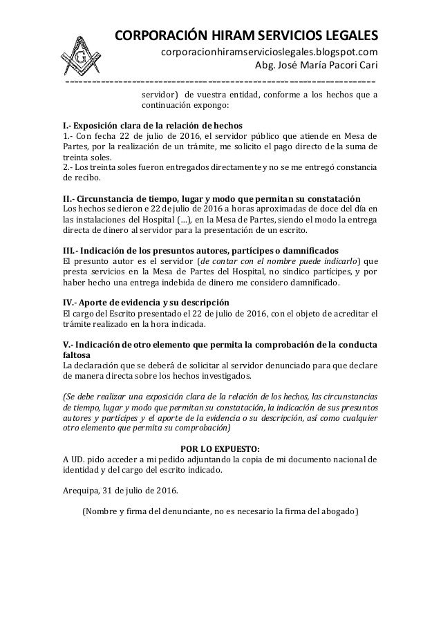 ¿CÓMO ELABORAR UNA DENUNCIA ADMINISTRATIVA? - MODELO DE 