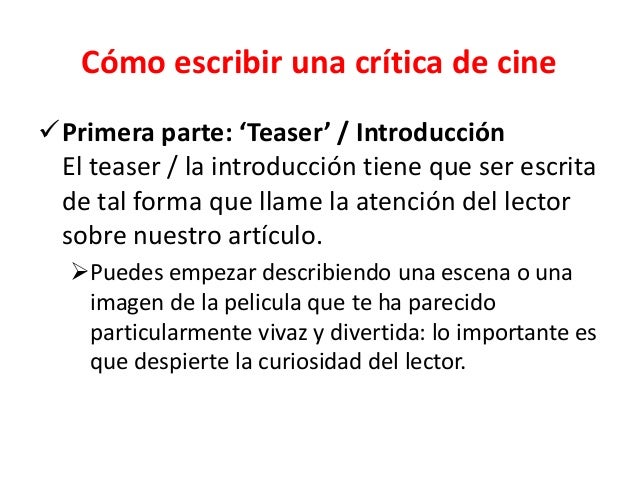 Como Escribir Una Critica De Cine