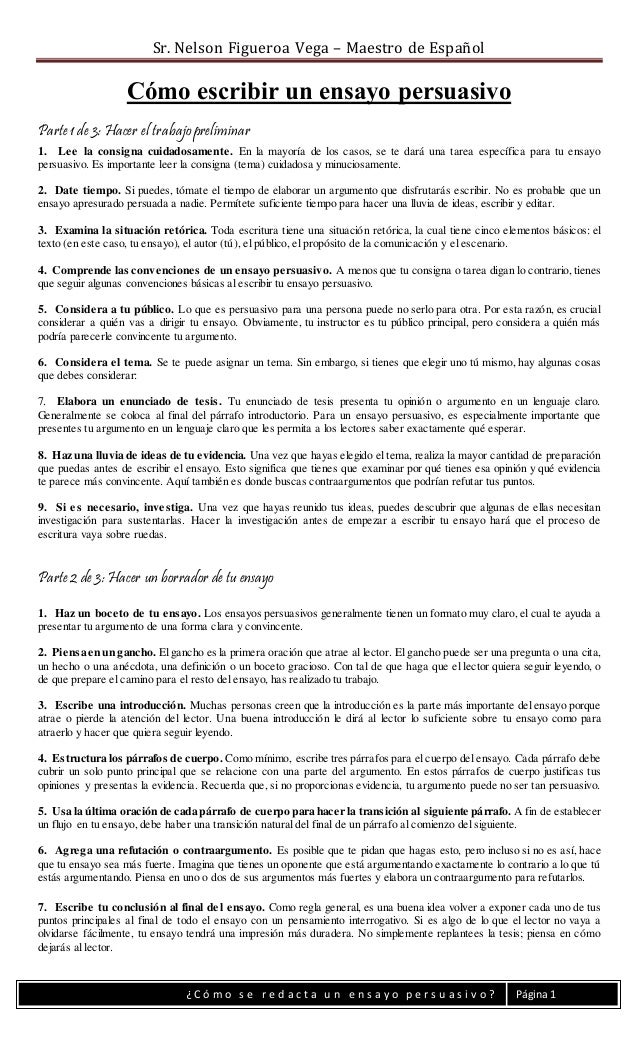 C mo Escribir Un Ensayo Persuasivo