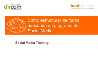 Cómo estructurar de forma
adecuada un programa de
Social Media
Social Media Training

 