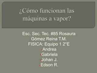 Esc. Sec. Tec. #85 Rosaura
Gómez Reina T.M.
FISICA: Equipo 1 2°E
•Andrea
•Gabriela
•Johan J.
•Edson R.
 