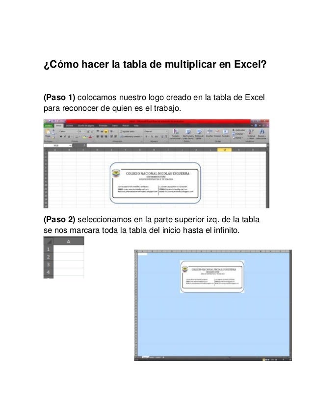 Cómo hacer la tabla de multiplicar en excel