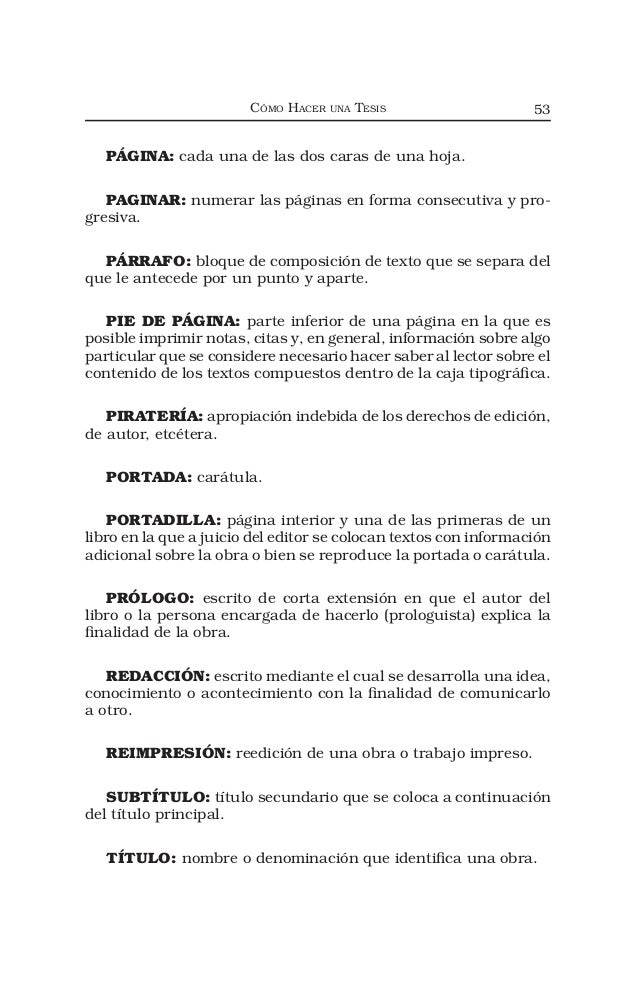 Còmo hacer una tesis (què es, còmo se presenta