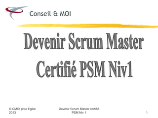 Devenir Scrum Master certifié
© CMOI pour 2013            PSM Niv 1              1
 