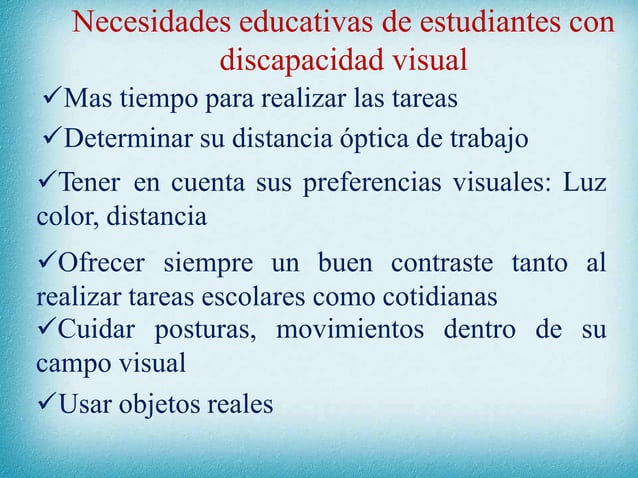 Cómo identificar al niño con discapacidad visual en el aula | PPT