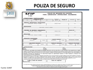 POLIZA DE SEGURO
Fuente: SUNAT
 